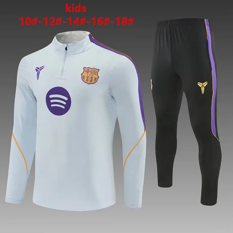 Kids Barcelona 26/27 Tracksuit - Grey/Purple